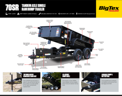 Big Tex 5×10 (3Yd) Hydraulic Dump (2 5/16 Tongue- 1/2 Ton or Larger Truck)